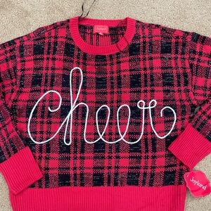Joyland Red and Black Plaid Women's Sweater